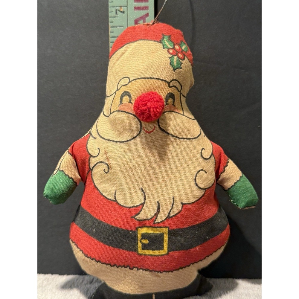 Vintage Stuffed Cloth‎ Santa Clause Doll/Toy/ Christmas Ornament  6 in